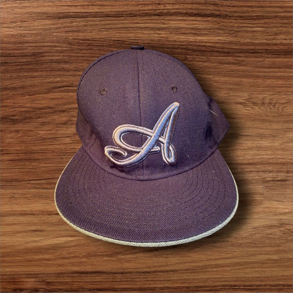 Braves A Logo Hat Luxury Headwear Size L Navy Fitted Baseball Cap